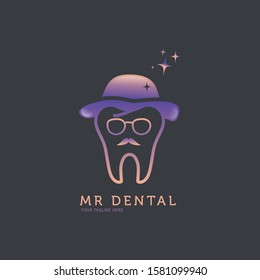 Tooth shape with face and hat, Dental Clinic Logo Tooth abstract design