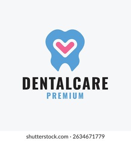 Tooth Shape with Heart Inside Logo Concept Template Design