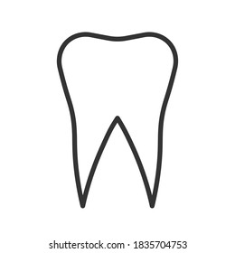 Tooth shape icon. Dental vector symbol. Dentist logo sign. Silhouette isolated on white background.
