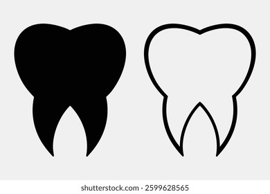 Tooth Shape Icon Silhouette Set Vector Illustration.