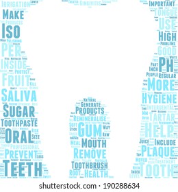 tooth shaped vector tag cloud illustration - dental care concept