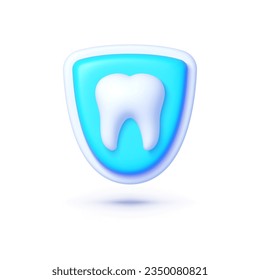 Tooth shield 3D on white background for concept design. Realistic 3d design element. Vector design