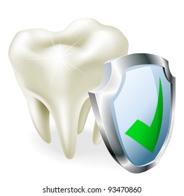 A tooth with a shield and green tick icon.