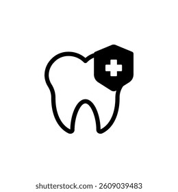 tooth with a shield icon. representing dental protection, care, and health. Suitable for dental clinics, hygiene product advertising, and educational materials