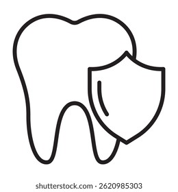 Tooth and shield outline icon