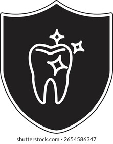 Diente y escudo con icono brillante que representa la higiene oral protegida o cuidado dental seguro con fondo transparente