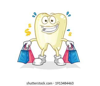 tooth shoping mascot. cartoon vector