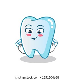 tooth shy mascot vector cartoon illustration