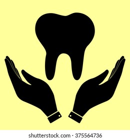 Tooth sign. Flat style icon vector illustration.