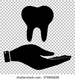 Tooth sign. Flat style icon vector illustration.