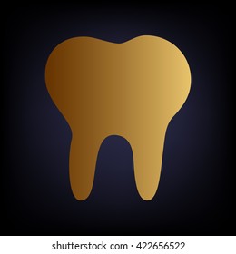Tooth sign. Golden style icon