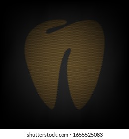 Zahn-Schild. Icon als Gitter der kleinen orangefarbenen Glühbirne in der Dunkelheit. Illustration.