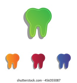 Tooth sign illustration. Colorfull applique icons set.