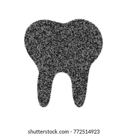 Tooth sign illustration. Vector. Black icon from many ovelapping circles with random opacity on white background. Noisy. Isolated.