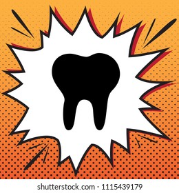 Tooth sign illustration. Vector. Comics style icon on pop-art background.