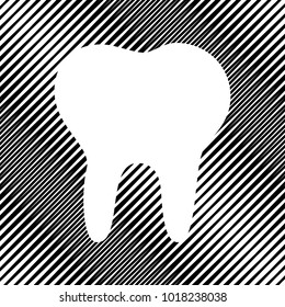 Tooth sign illustration. Vector. Icon. Hole in moire background.