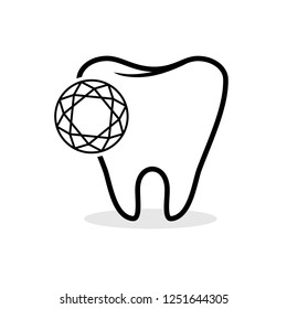 Tooth sign, logo for a dental clinic or office, tooth and a diamond, conceptual illustration.