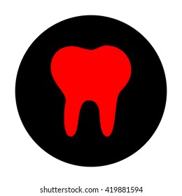 Tooth sign. Red vector icon