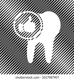 Tooth sign with thumbs up symbol. Vector. Icon. Hole in moire background.