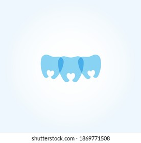 Tooth Silhouette With Braces And Invisalign. Heart In Tooth Negative Space, Flat Icon. Treatment And Alignment Of Dental Row, Symbol For Dental Clinic. Logo Idea For Orthodontist, Dentist. Vector..