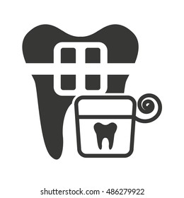 tooth silhouette with dental care icon vector illustration design