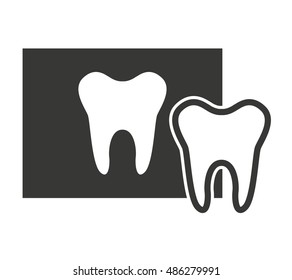 tooth silhouette with dental care icon vector illustration design