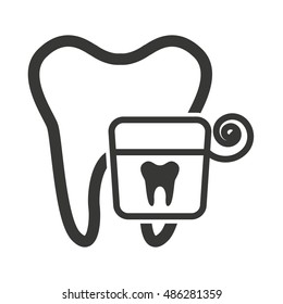 tooth silhouette with dental care icon vector illustration design