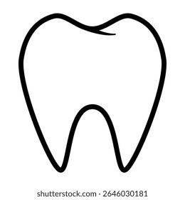 tooth silhouette symbol icon shape, black and white vector illustration isolated on white background