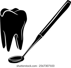 Tooth silhouette with tools, Illustration