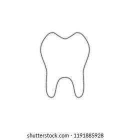 tooth. simple icon. Dotted outline silhouette with shadow on white background