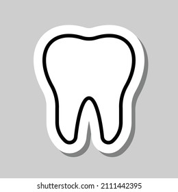 Tooth simple icon. Flat desing. Sticker with shadow on gray background.ai