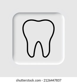 Tooth simple icon. Flat desing. Neumorphism design.ai