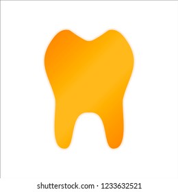 tooth. simple icon. Orange sign with low light on white background