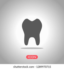 tooth. simple icon. Icon under spotlight. Gray background