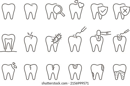 Iconos simples dentarios, ilustración vectorial
