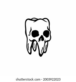 Tooth Skull Symbol. Tattoo Design. Vector Illustration.