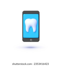 Icono de teléfono inteligente dental 3d, gran diseño para cualquier propósito. Concepto de medicina sanitaria. Ilustración vectorial aislada