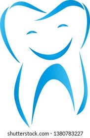 Tooth with smile in blue logo