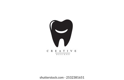 Tooth smile icon black vector white background