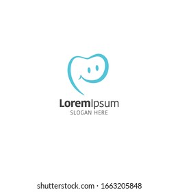 Tooth and smile logo design template on white