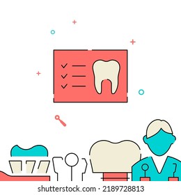 Tooth snapshot filled line vector icon, simple illustration, related bottom border.