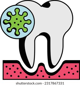 Tooth Spacefiller Virus concept, Microbial Diseases vector icon design, Dentures symbol,Oral Healthcare sign, Dental instrument stock illustration