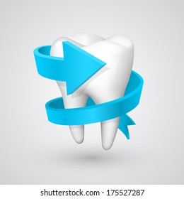 Tooth spiral arrow, tooth cleanliness, design element, Vector illustration