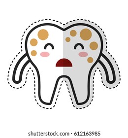 tooth with spots character icon vector illustration design