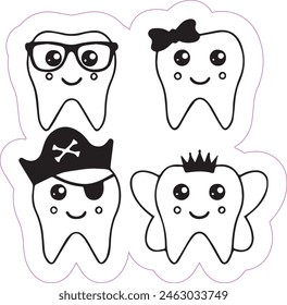 Tooth Sticker design for different seens