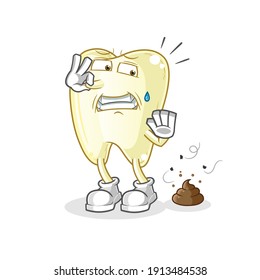 tooth with stinky waste illustration. character vector