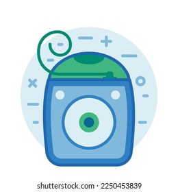 Tooth string icon. Dental floss in line art style. Oral health instrument of teeth cleaning.