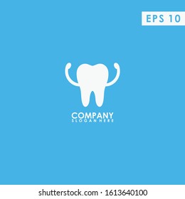 Tooth With Strong Hand Logo Design Vector Template. Modern Design. Vector Illustration