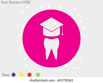 Tooth, student hat, icon, vector illustration of Eps10