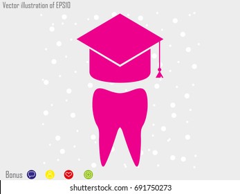 Tooth, student hat, icon, vector illustration of Eps10